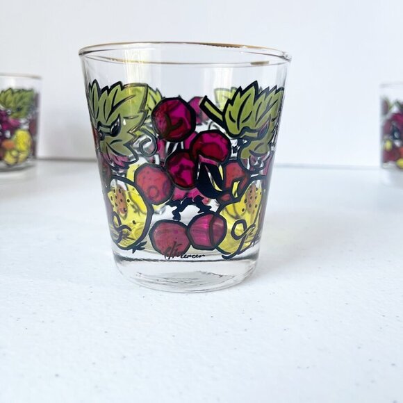 6 Vintage Mid Century Modern El Mercer cocktail glasses fruit design - Picture 5 of 5